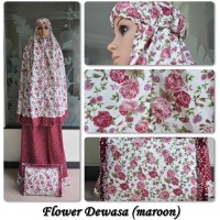 MUKENA KATUN FLOWER DEWASA ( MAROON )
