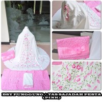 Rukuh MUKENA DEWASA BORDIR BSY PUNGGUNG TAS SAJADAH PESTA PINK