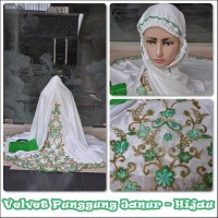 Mukenah Rukuh MUKENA DEWASA VELVET PUNGGUNG JANUR HIJAU