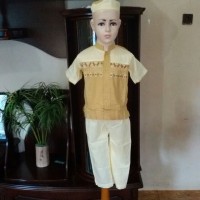 Baju Koko Busana Muslim Pria Setelan Koko Anak Cream Lengan Pendek