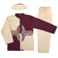 Baju Muslim Koko Anak Laki-laki Stelan Setelan Set Peci AS15-1