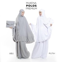 MUKENA TELEKUNG DEWASA KATUN RAYON POLOS JANGER PREMIUM ABU PUTIH