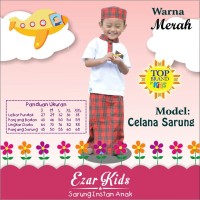 Sarung Instan Anak Model Celana Warna Merah,Baju Koko,Saruna,Celarung