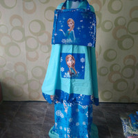 mukena frozen ice castle biru - remaja