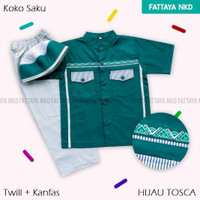 Setelan Baju Koko Anak Saku Lengan Pendek Branded Fattaya Size 2