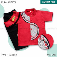 Setelan Baju Koko Anak Sparo Lengan Pendek Branded Fattaya Size 7