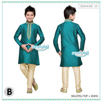 Senshukei 29B Kecil Baju Muslim Koko Anak Hijau Tosca Kostum India