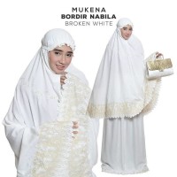 MUKENA DEWASA MUKENAH NABILA BORDIR KELILING DENGAN TAS WARNA PUTIH