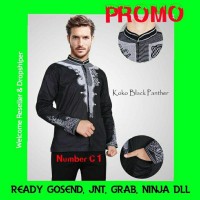 PROMO Baju Koko Hitam Black Panther White Panther Bordir Benang Rapi