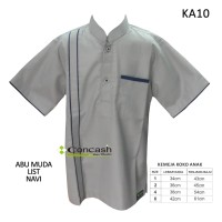 Baju koko anak / Abu muda list navi / size 4