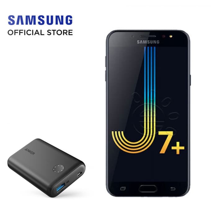 Samsung Galaxy J7 Plus Black Free Anker Powerbank 10000 mAh